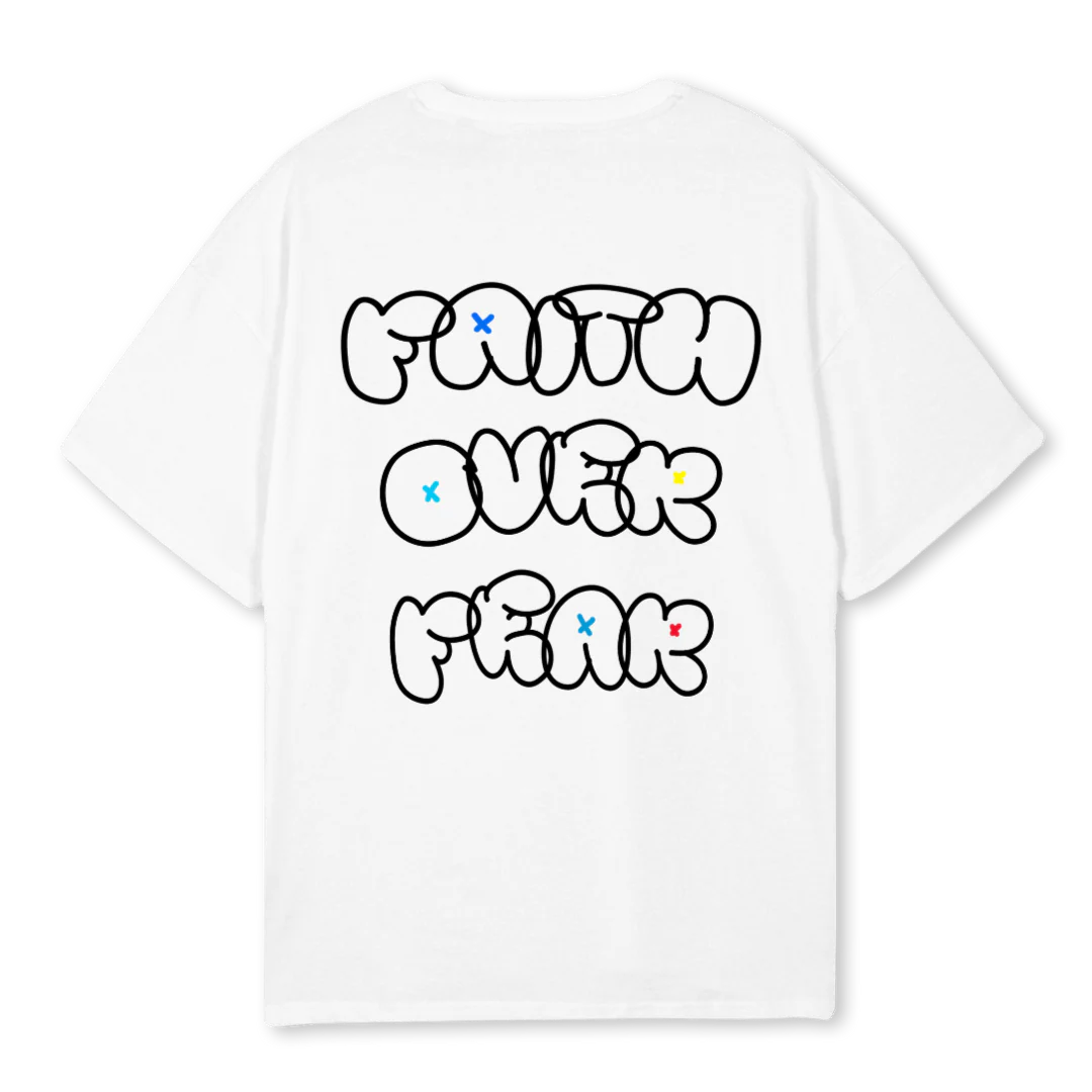 FAITH OVER FEAR WHT White Oversized Tee. - Image 2