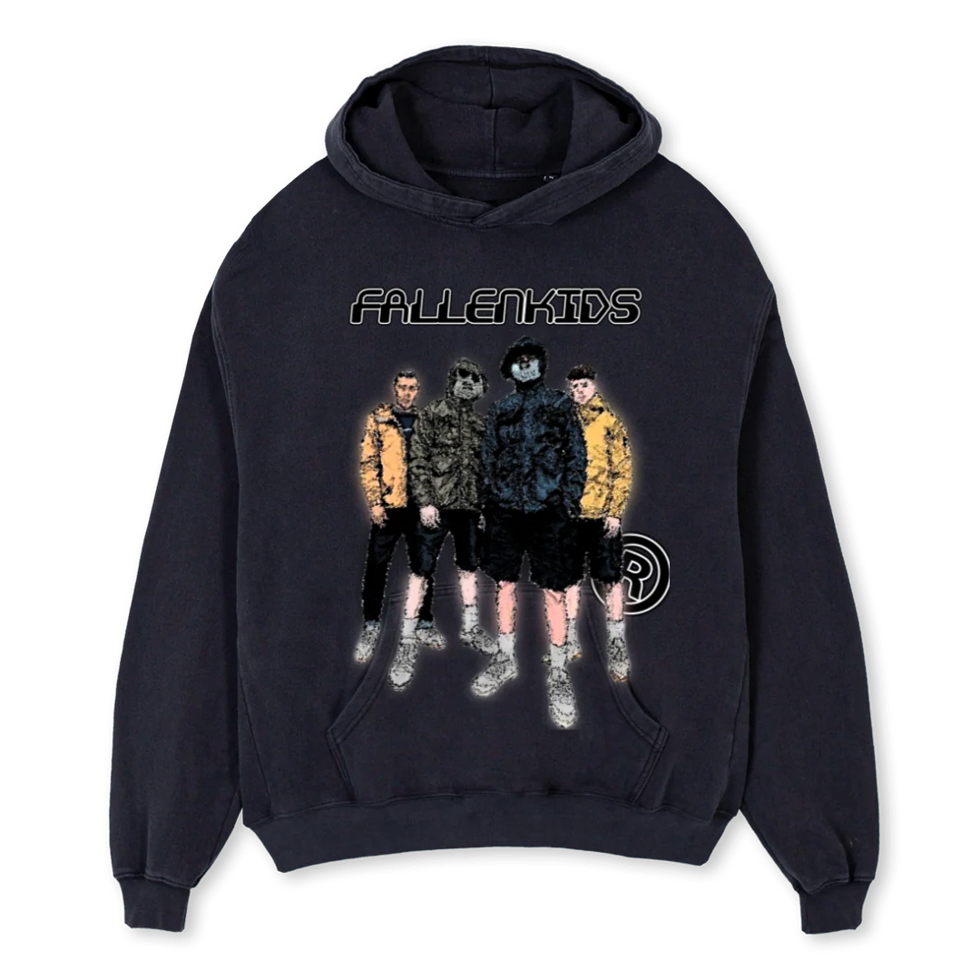 FALLENKIDS Vintage Black Oversized Hoodie.