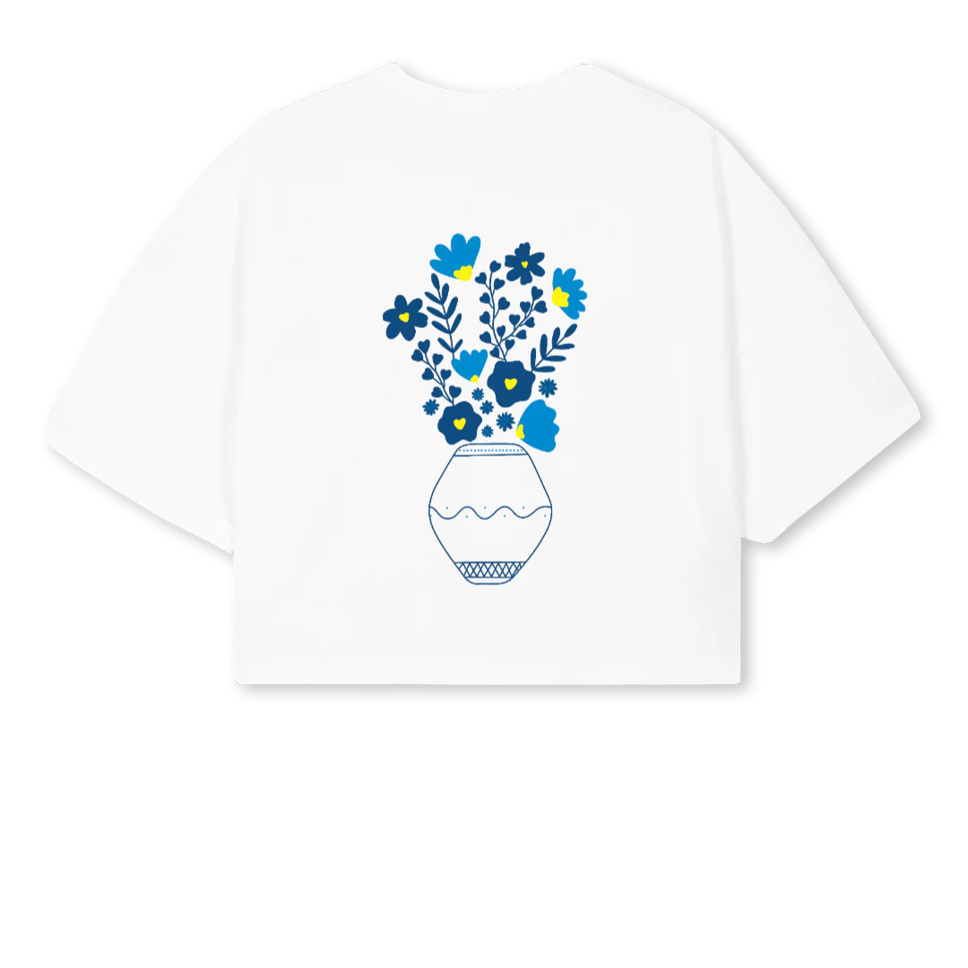 FEMME BLANC White Cropped Oversized Tee. - Image 2