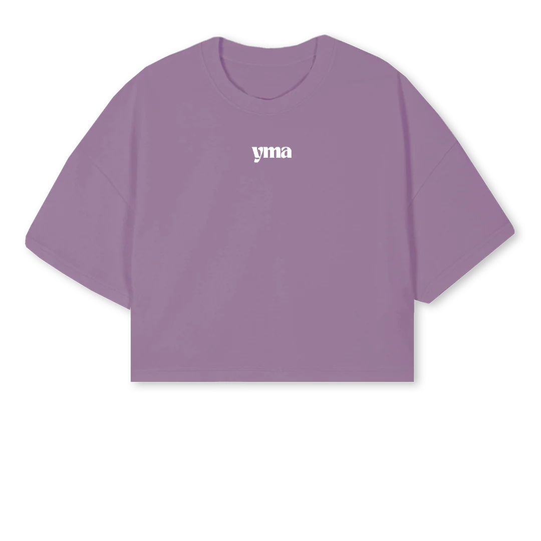 FEMME LILAS Purple Cropped Oversized Tee.