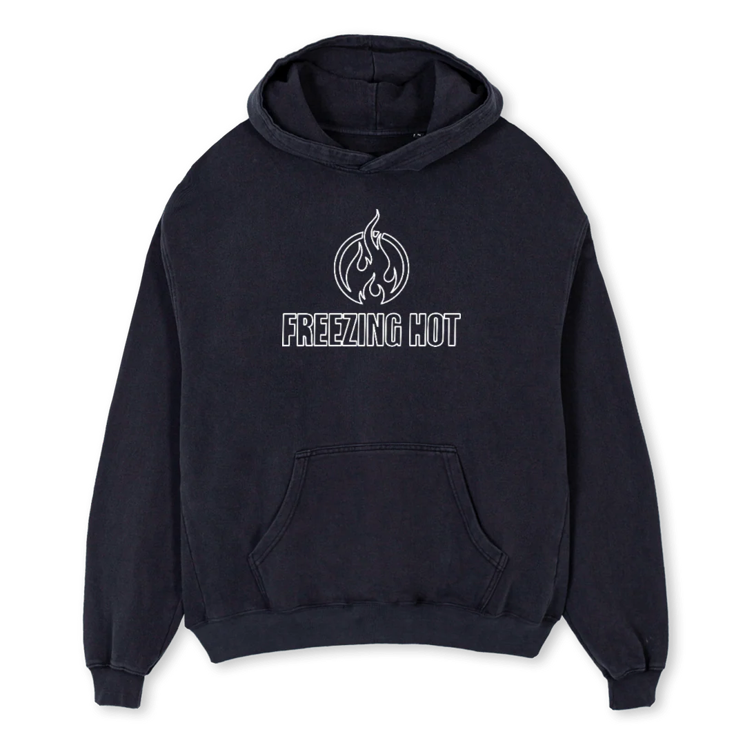 FHOUTLINEBLACK Vintage Black Oversized Hoodie.