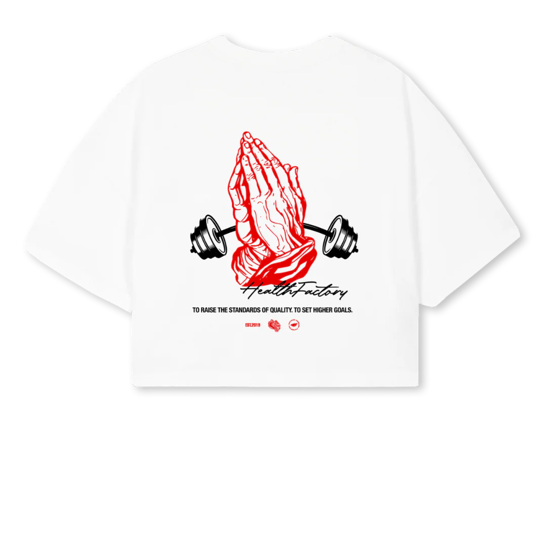 FINAL BLESS RED WMN White Cropped Oversized Tee. - Image 2