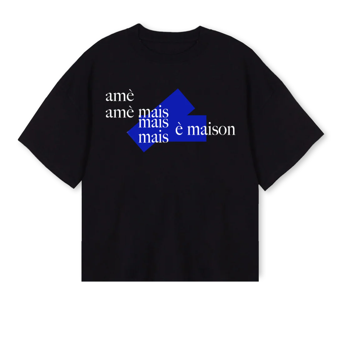 FIRSTDROPSAMPLE Black Oversized Boxy Tee.