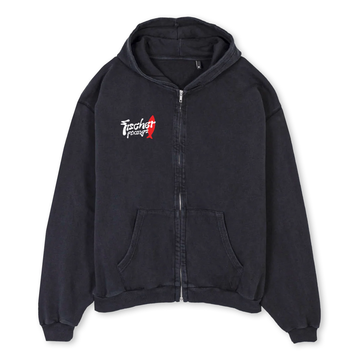 FISCHER SURFING  Vintage Black Oversized Zipped Hoodie.