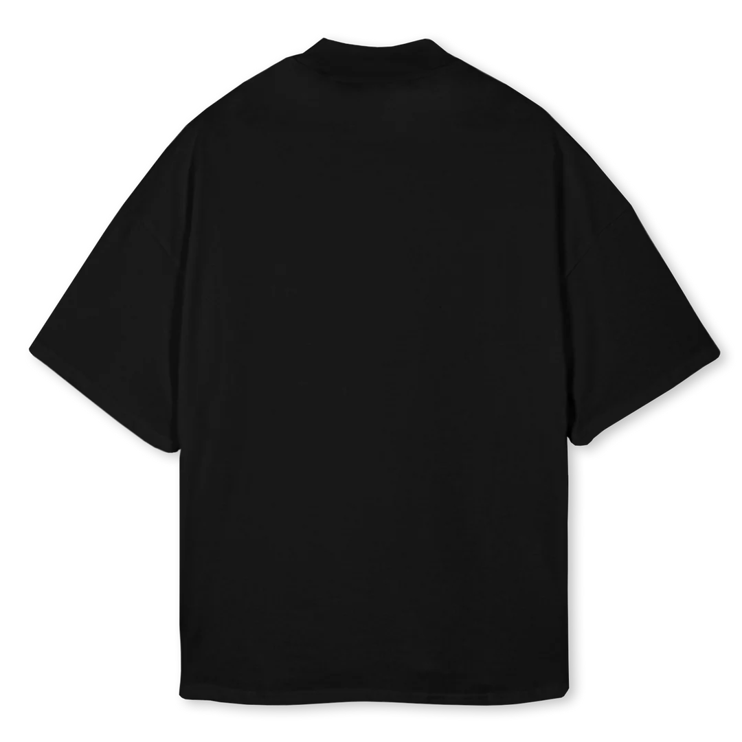 FIXEDCHROMEHEART Black Oversized Mock Neck Tee. - Image 2