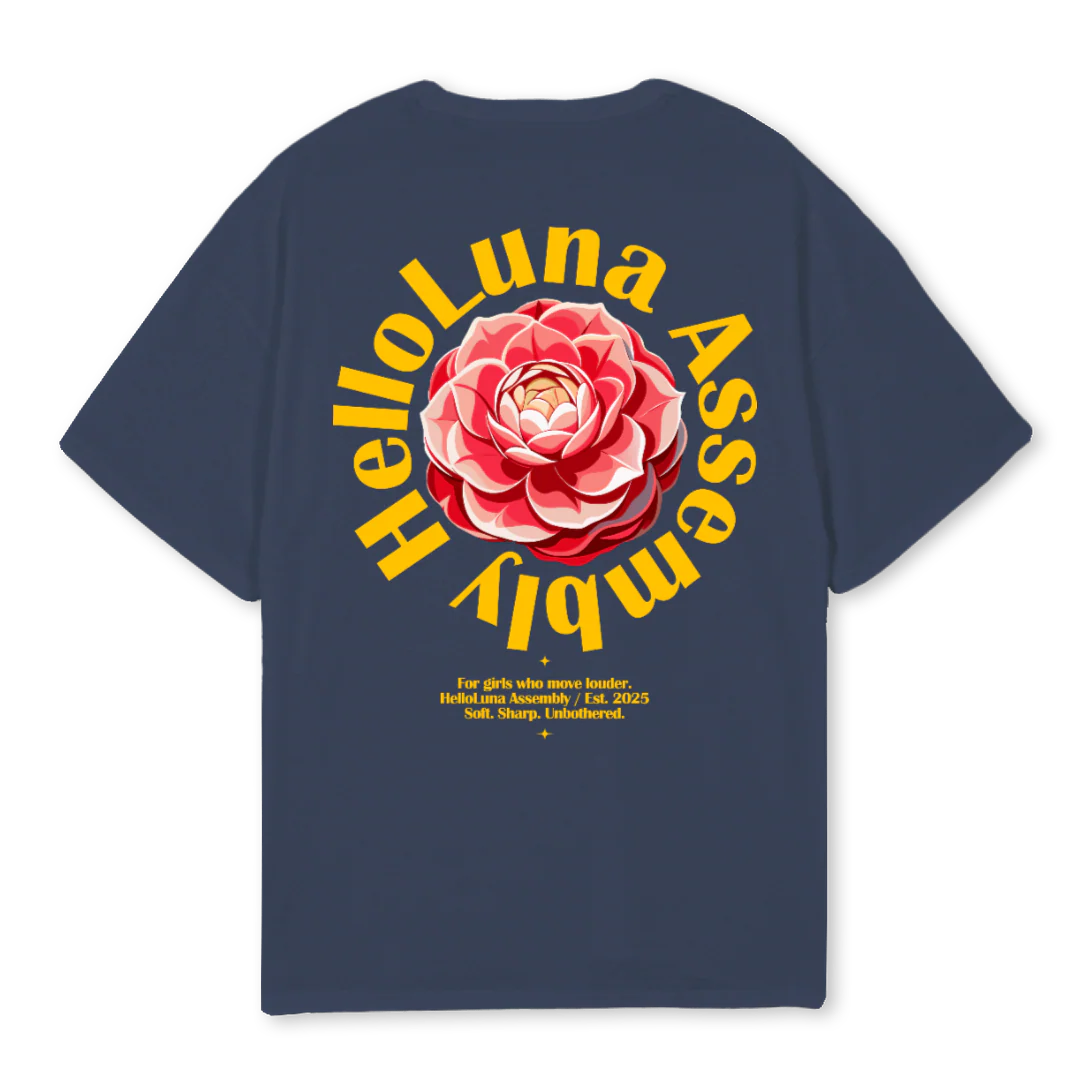 FLOWERCIRCLE Navy Blue Oversized Tee. - Image 2