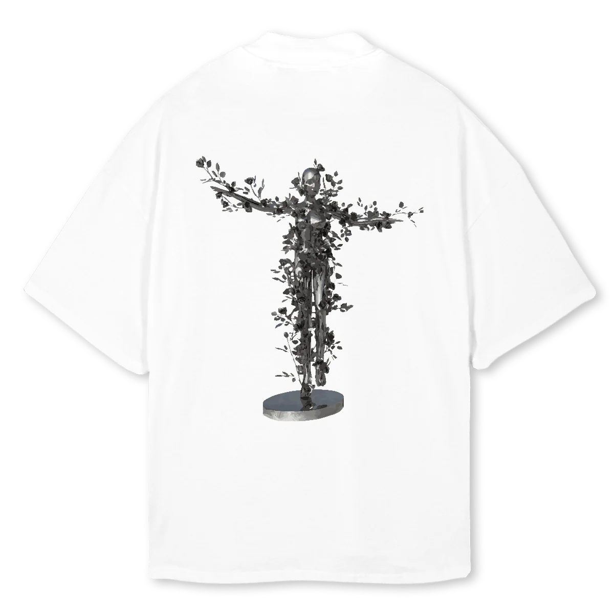 FLWRGRL White Oversized Mock Neck Tee. - Image 2