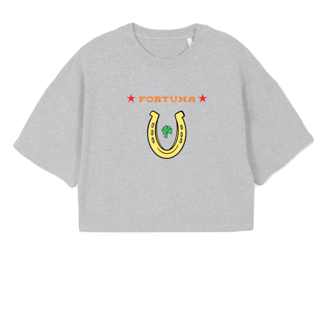 FORTUNACROPLIGHTGREY Light Grey Marl Cropped Oversized Tee.