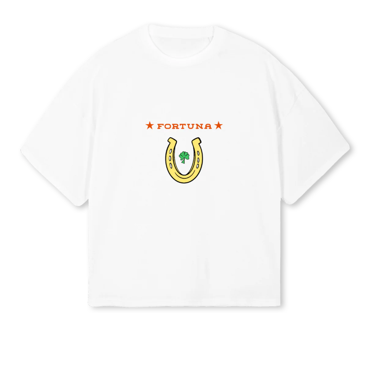 FORTUNASBHORANGE White Oversized Boxy Tee.