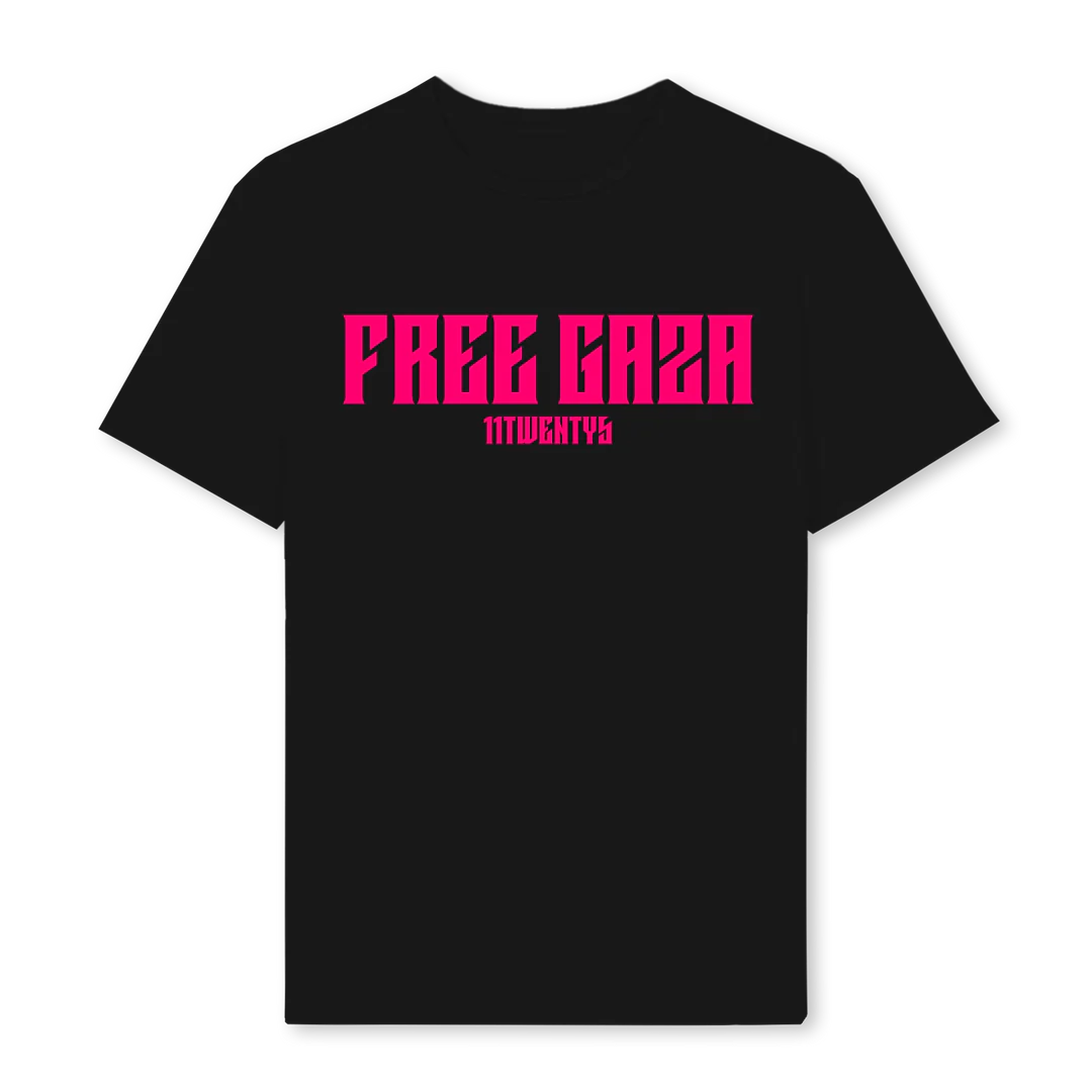 FREEGAZA Black Regular Tee.