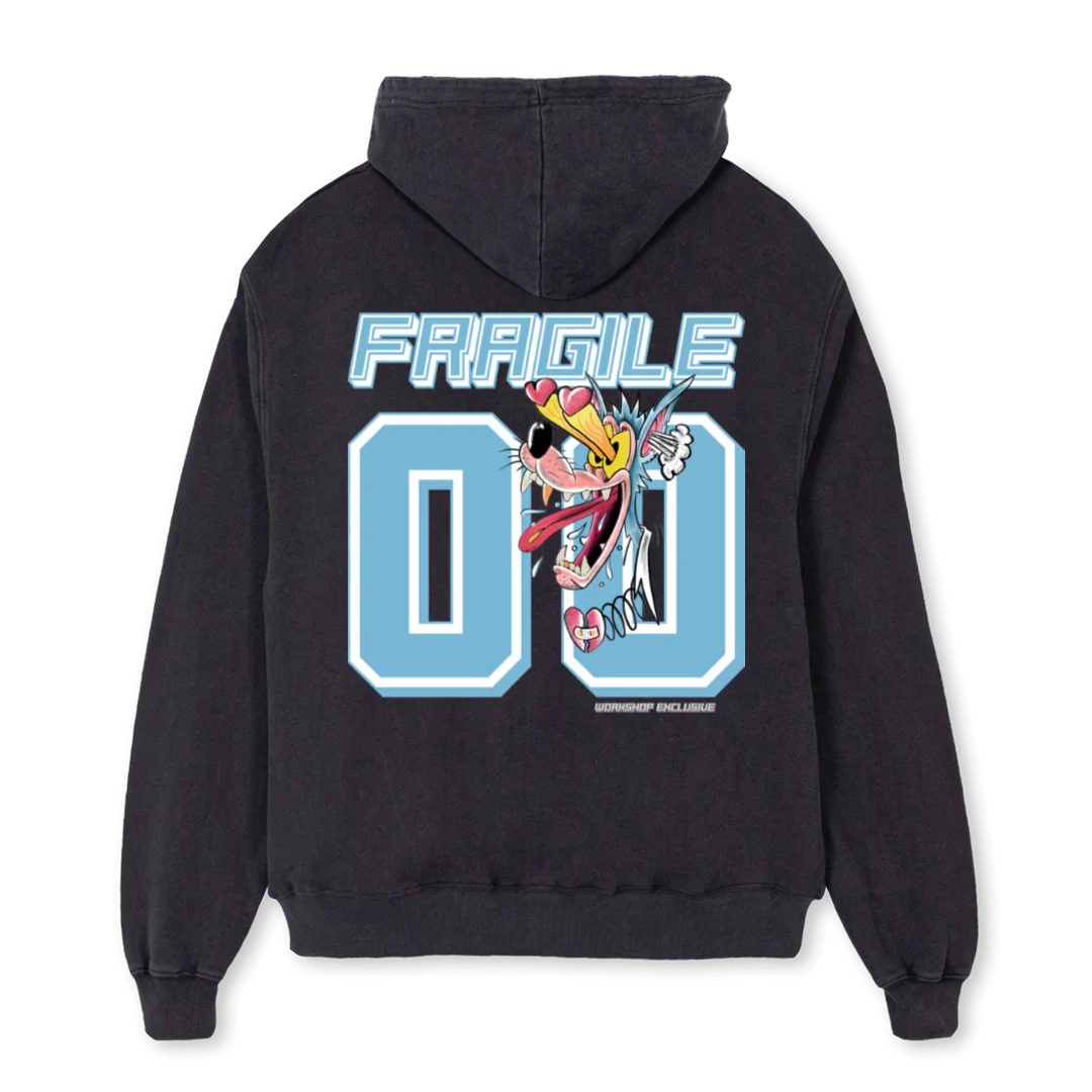 FRGL CARTOON HD Vintage Black Oversized Zipped Hoodie. - Image 2