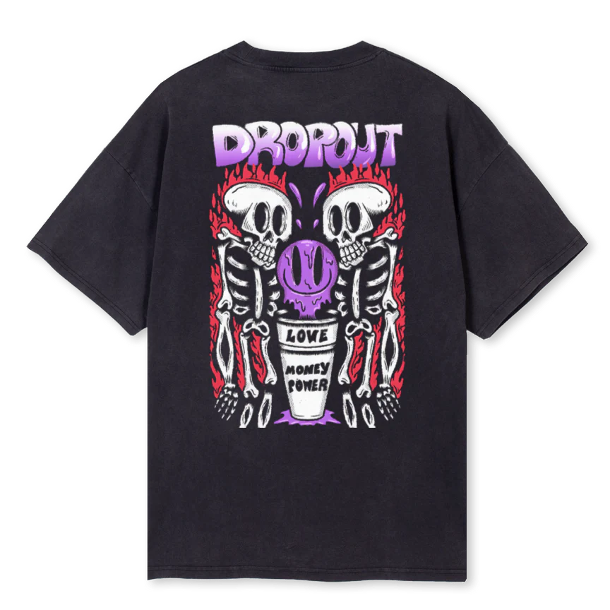 LOG DROP PUEPLE Vintage Black Oversized Tee - Image 2