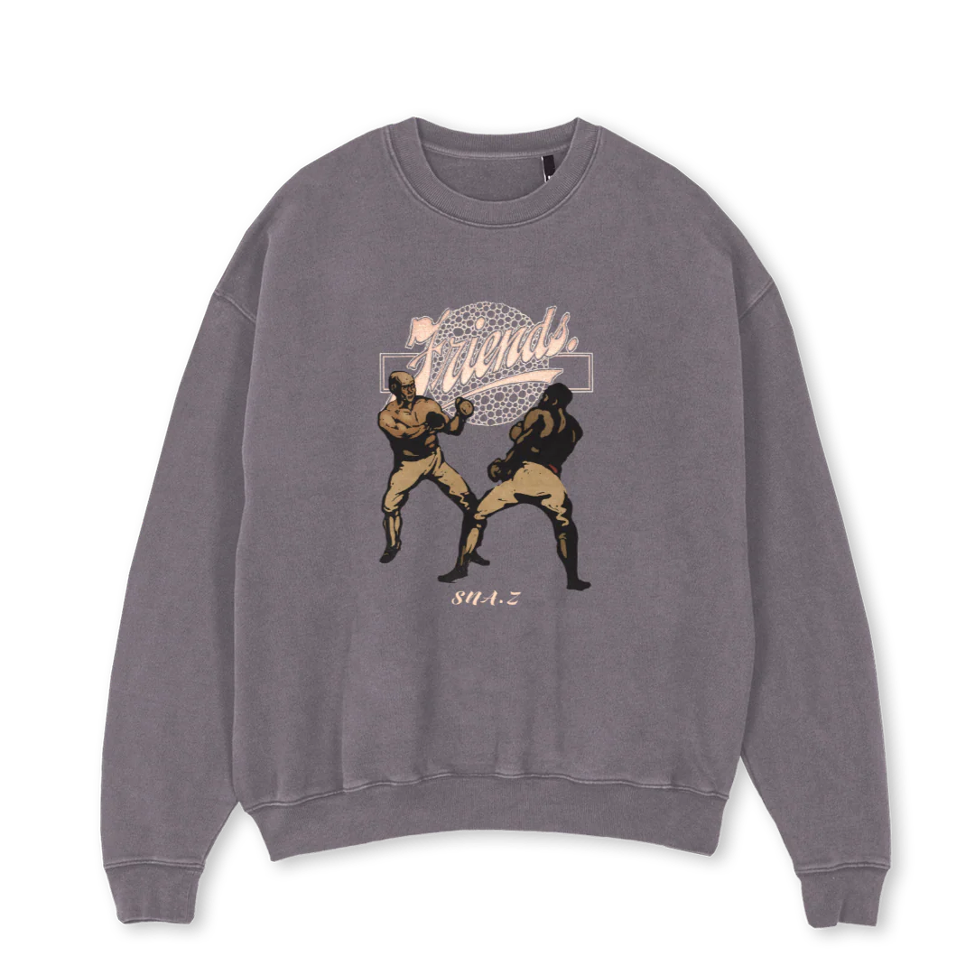 FRIENDS VERSIONTWO Pigment Grey Oversized Crewneck Sweater.
