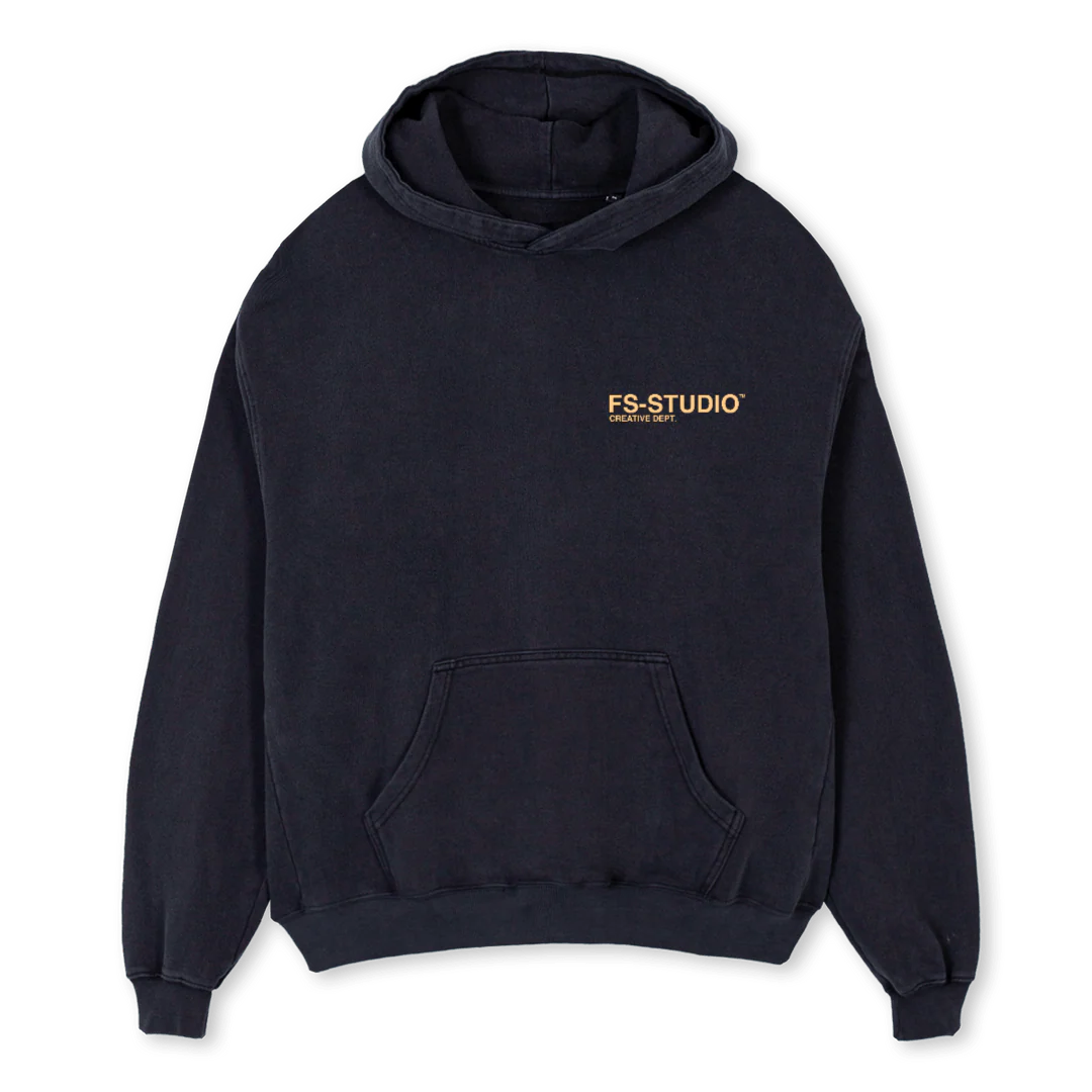 FSSHOODIEVNTGEBBEIGE Vintage Black Oversized Hoodie.