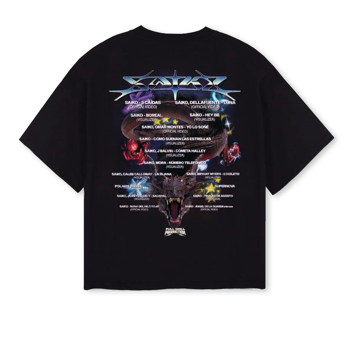 FULLDRILLSAKURABLACK Black Oversized Boxy Tee. - Image 2