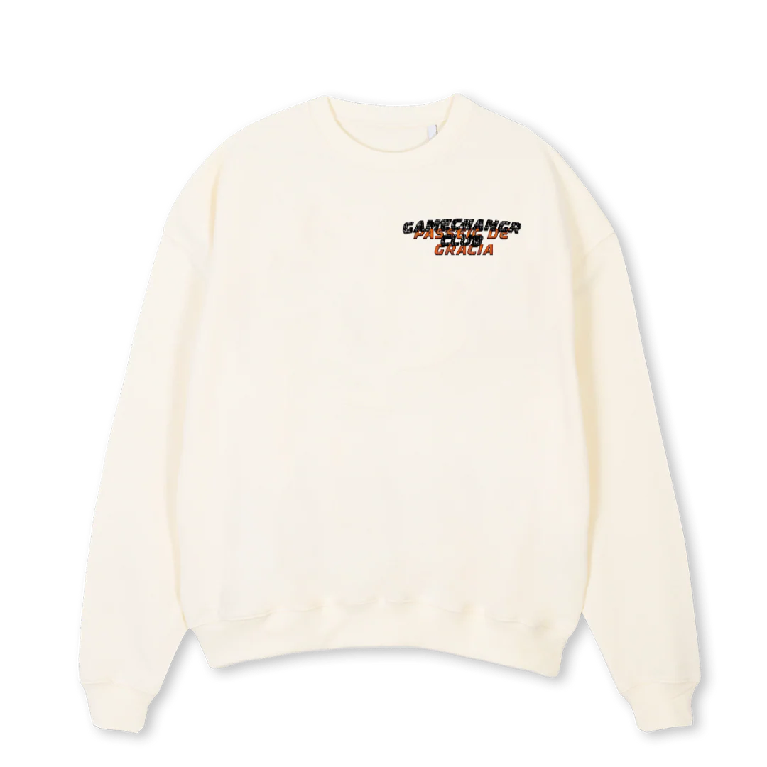 GAMECHANGR CLUB SWEA Cream Oversized Crewneck Sweater.