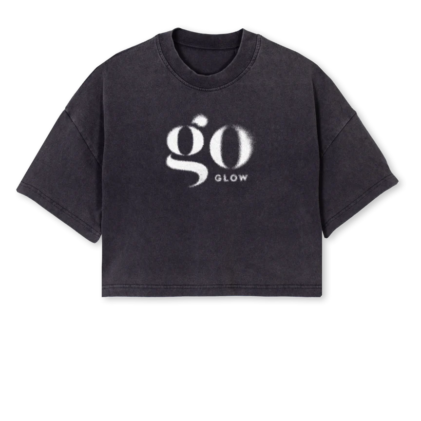GGCROPPEDSHIRT Vintage Black Cropped Oversized Tee.