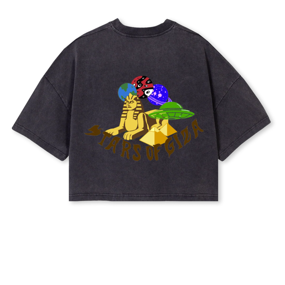 GIZA  Vintage Black Cropped Oversized Tee. - Image 2