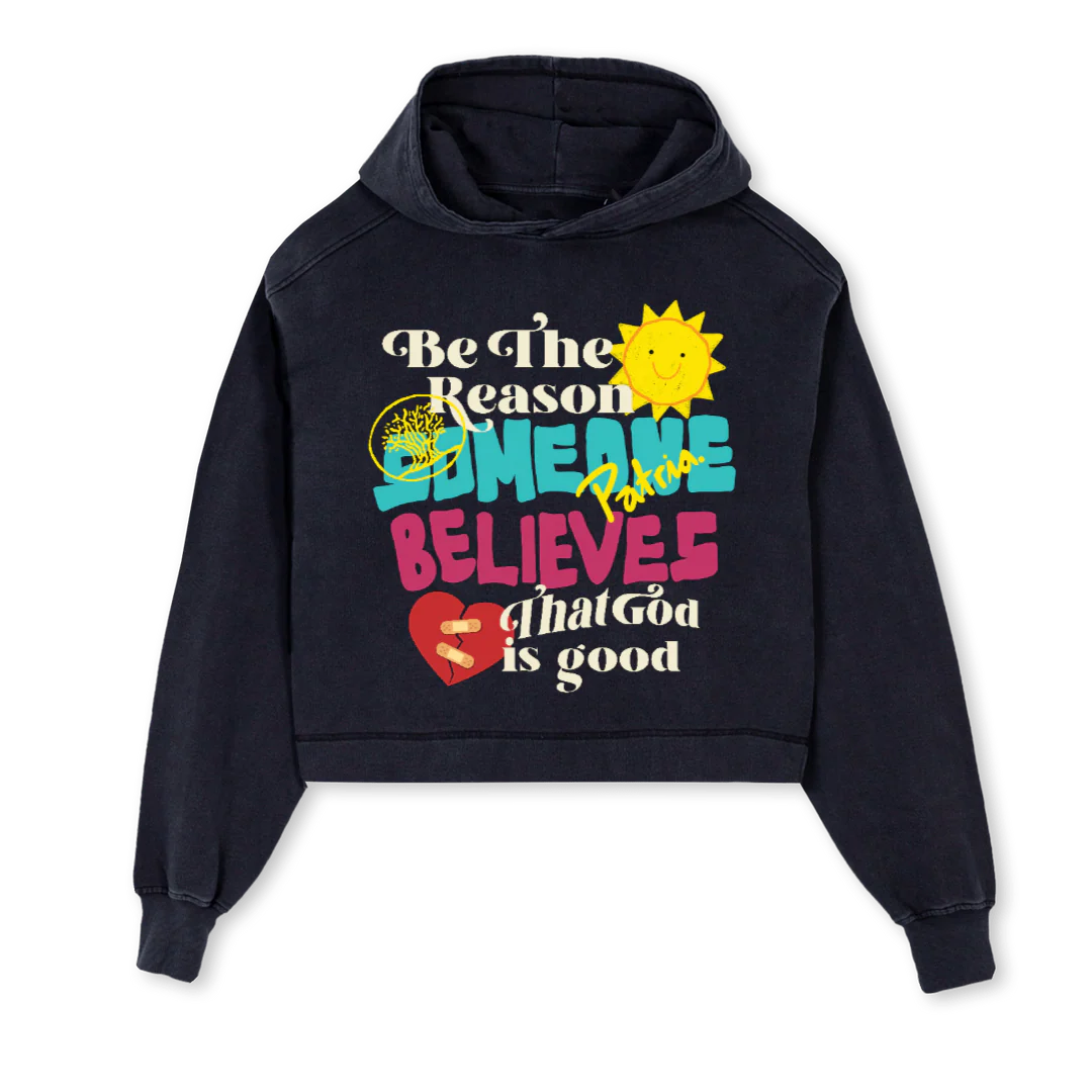 GODISGOODVINTAGE Vintage Black Cropped Hoodie.