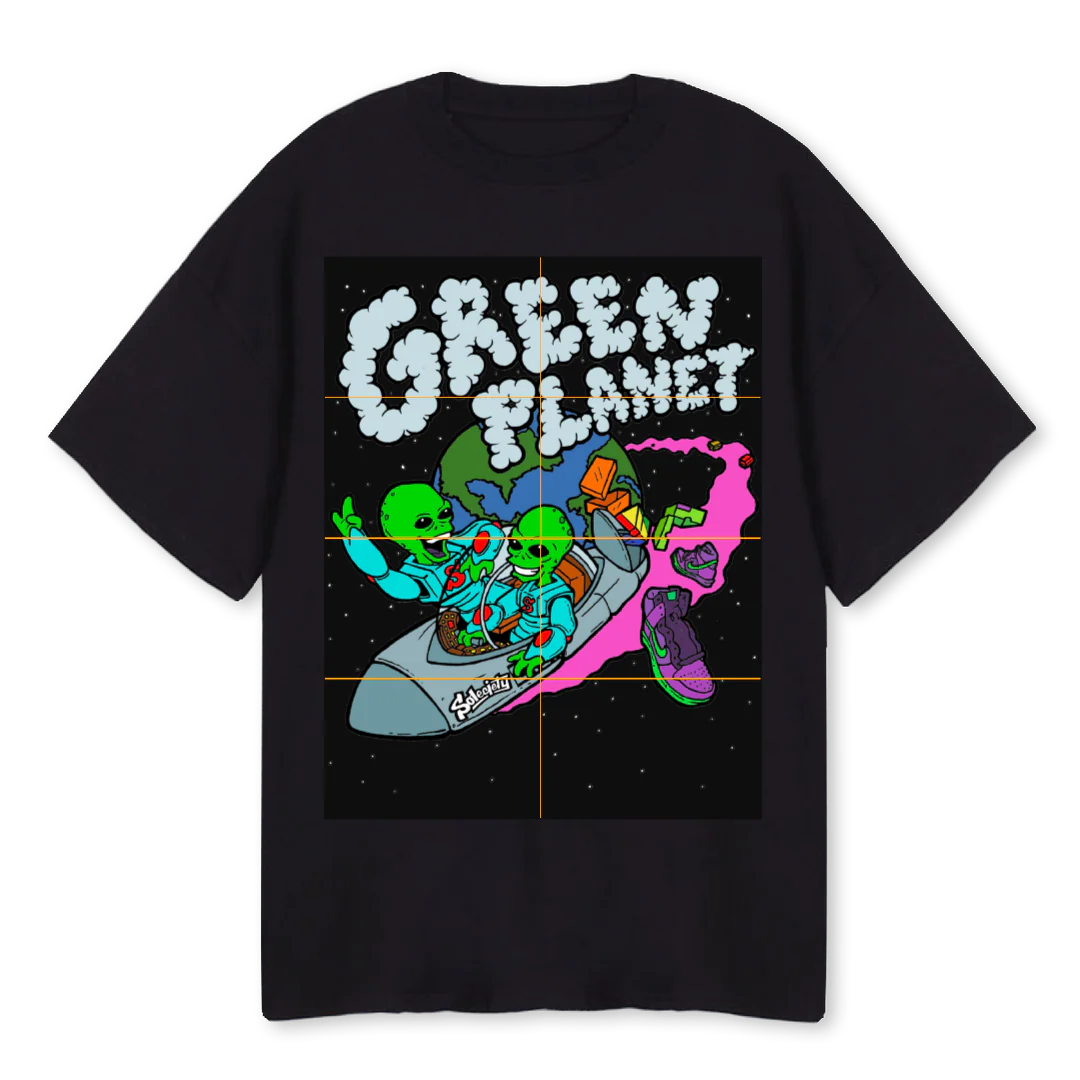 GREEN PLANET Black Oversized Tee.