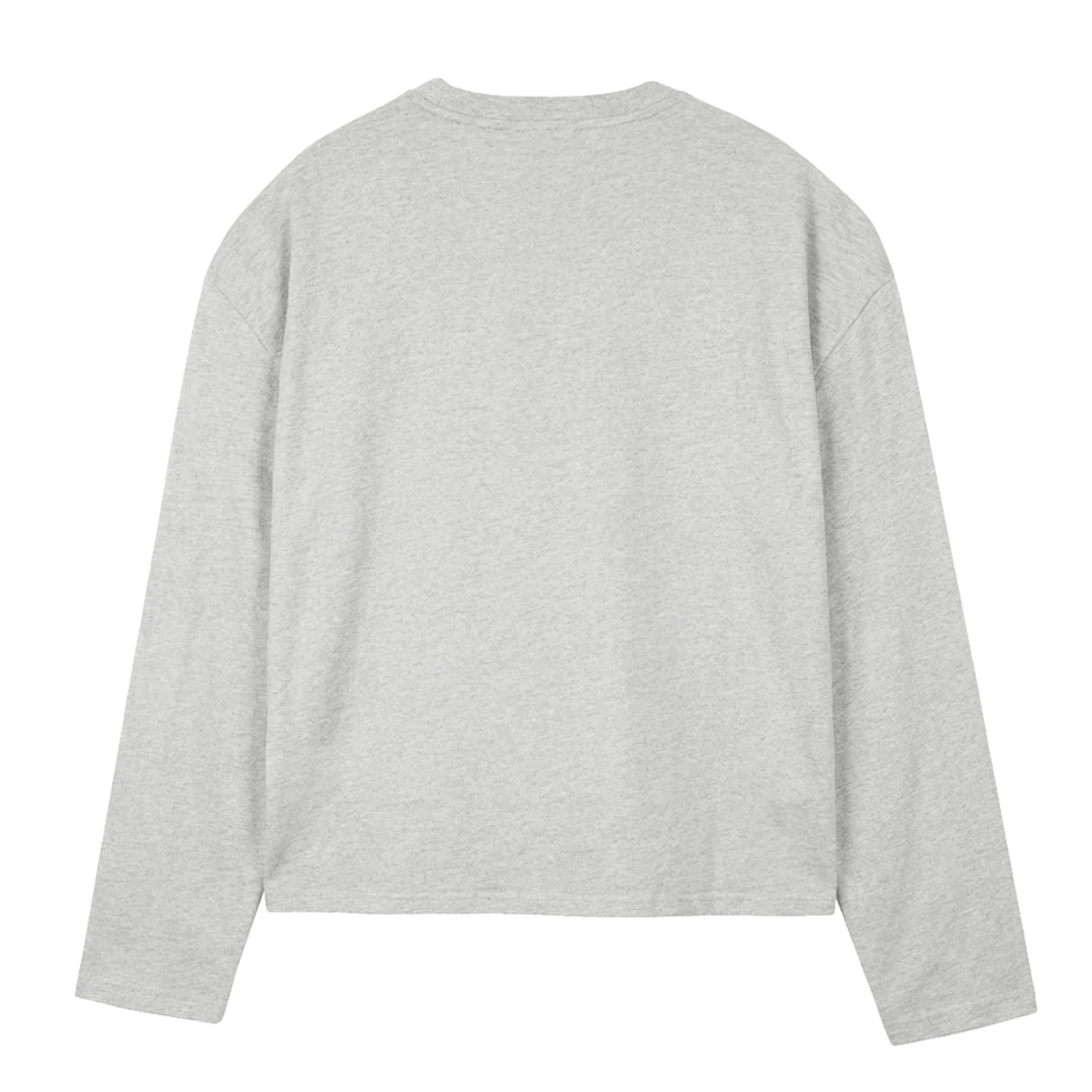 GREYILOVEPUIN Light Grey Marl Oversized Boxy LS Tee. - Image 2