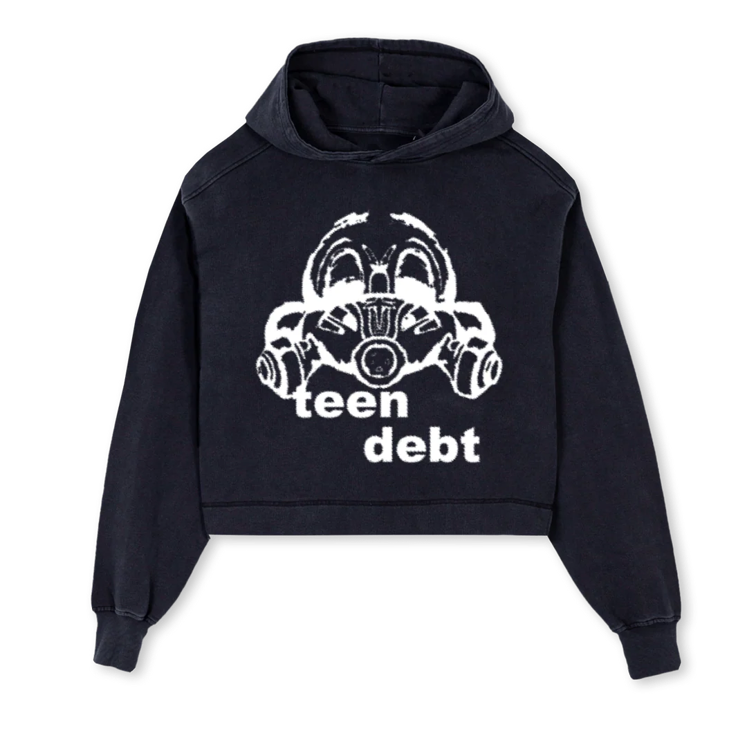 GYFYF Vintage Black Cropped Hoodie.