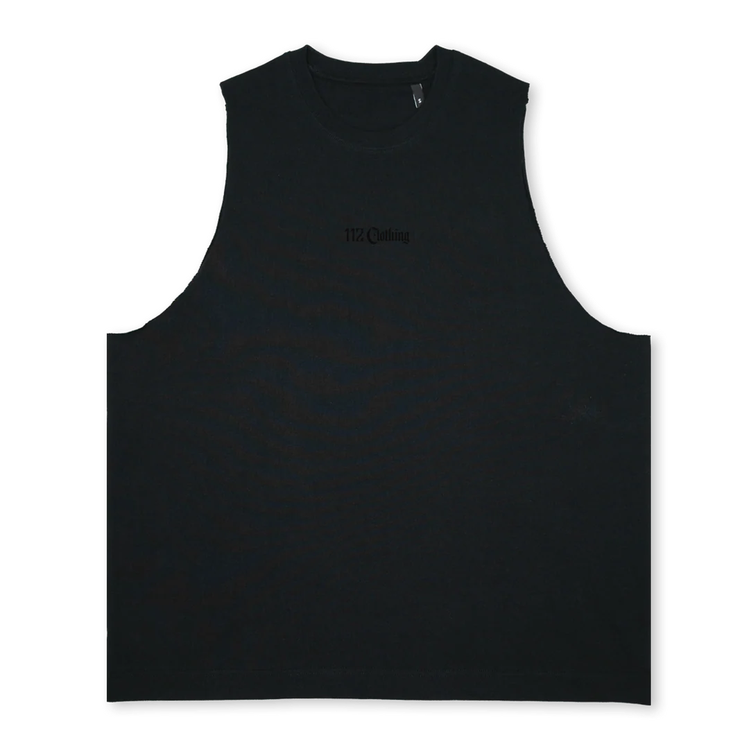 GYMVEST Deep Black Oversized Vest.