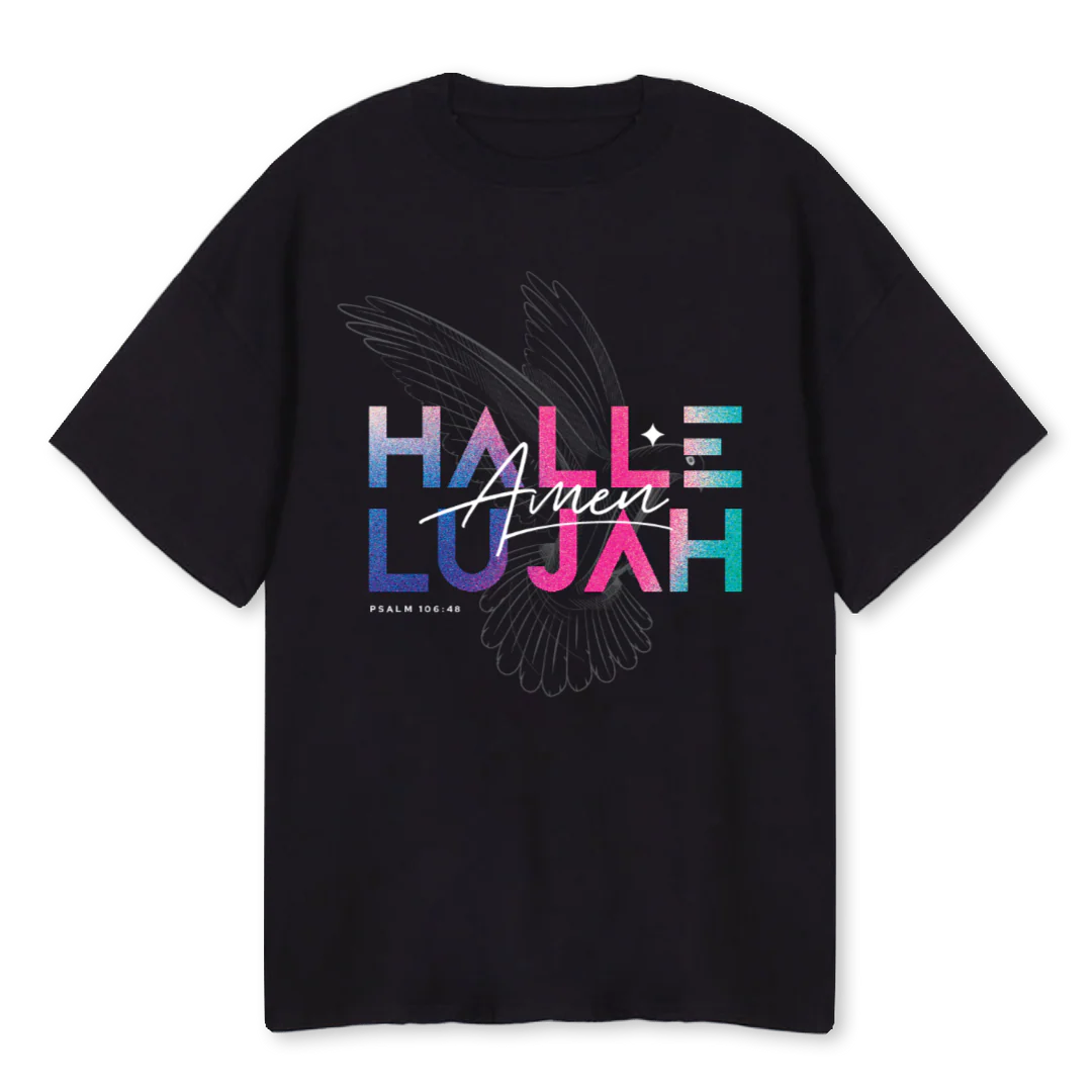 HALLELUJAHTSHIRTBLAC Black Oversized Tee.
