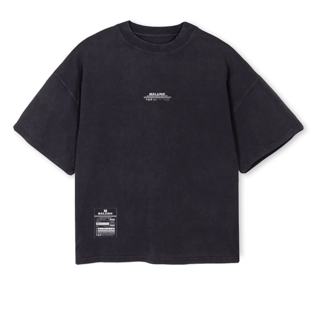 HALUNK INDUSTRIE Vintage Black Oversized Boxy Tee.