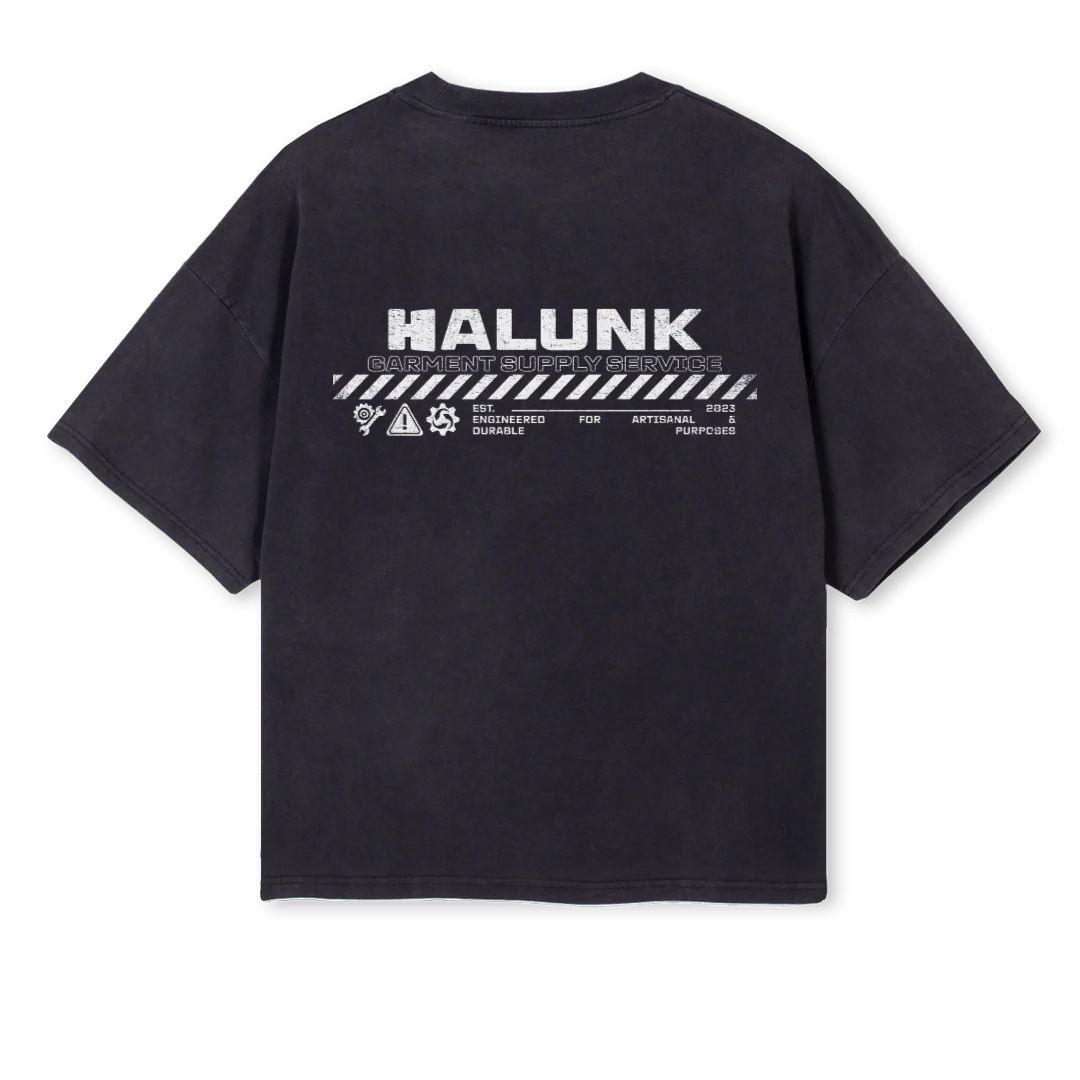 HALUNK INDUSTRIE Vintage Black Oversized Boxy Tee. - Image 2