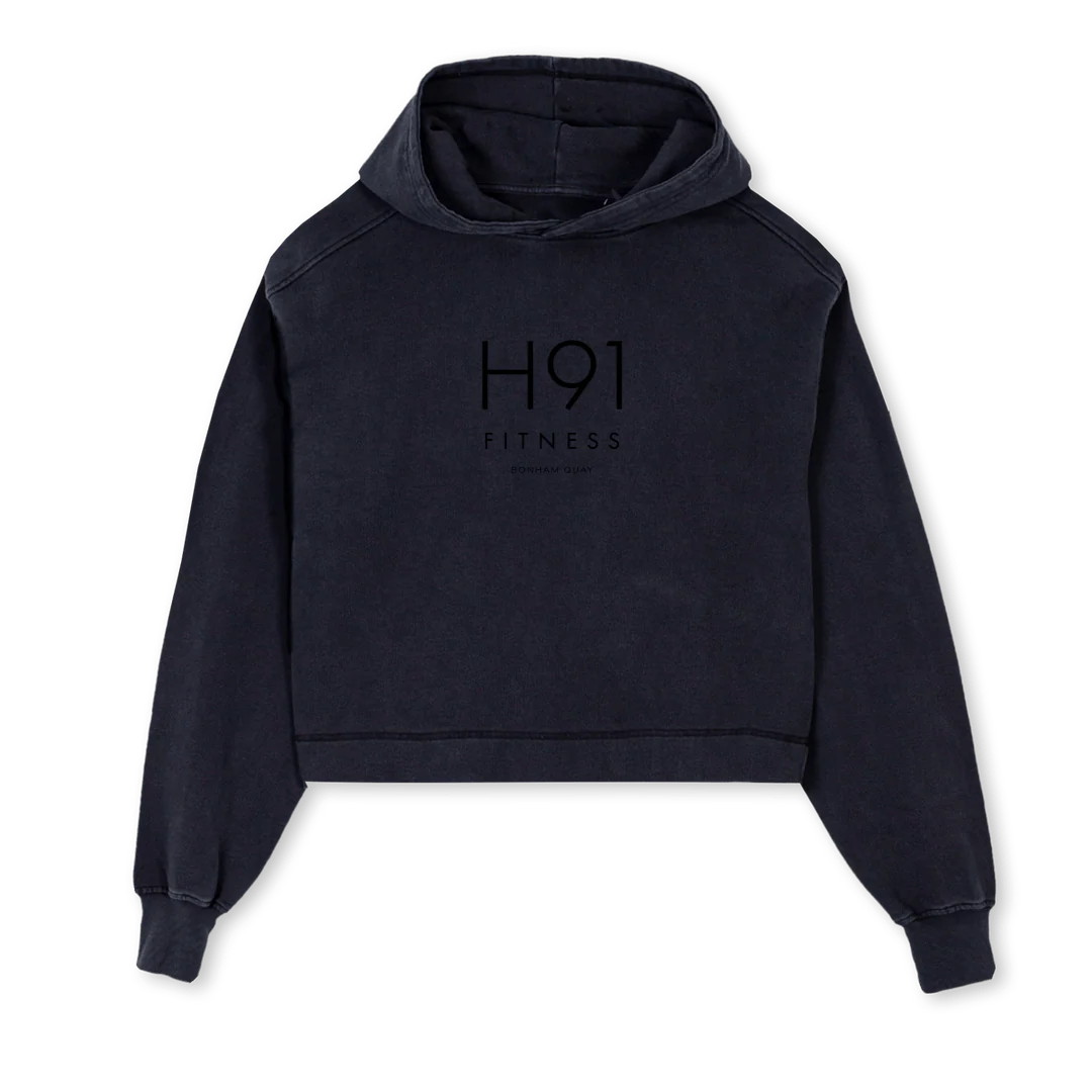 HCROPHOODIE Vintage Black Cropped Hoodie.