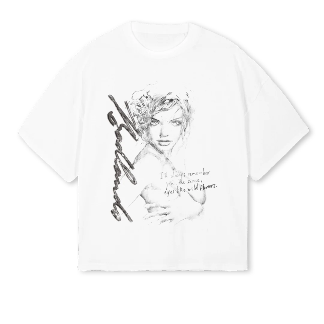 HER  White Oversized Boxy Tee.