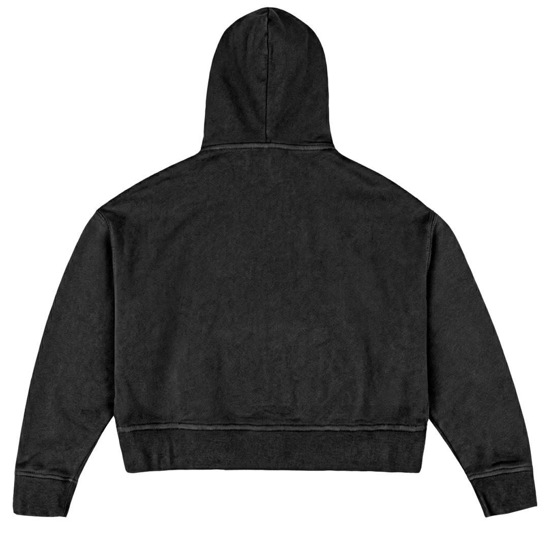 HODDIE FEMALE Vintage Black Oversized Boxy Hoodie. - Image 2