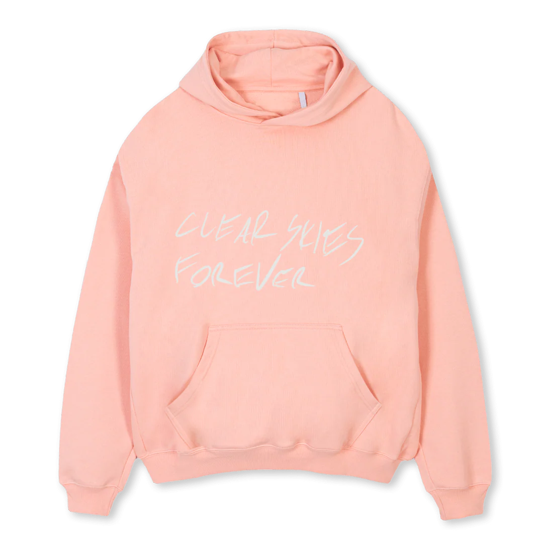 HOODIE BACK RAIN Pink Clay Oversized Hoodie.