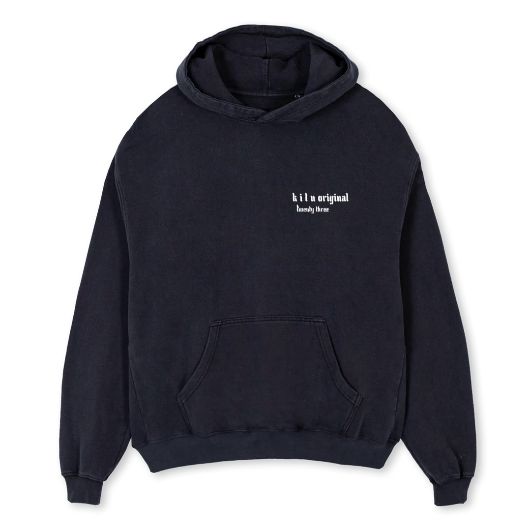 HOODIEKILN Vintage Black Oversized Hoodie.