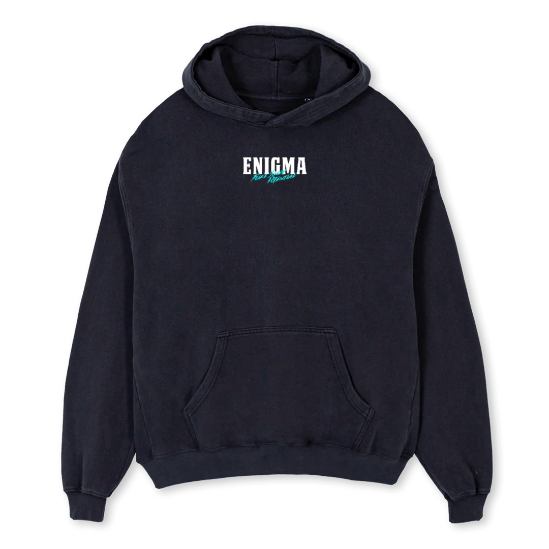 HOODIENIGMA Vintage Black Oversized Hoodie.