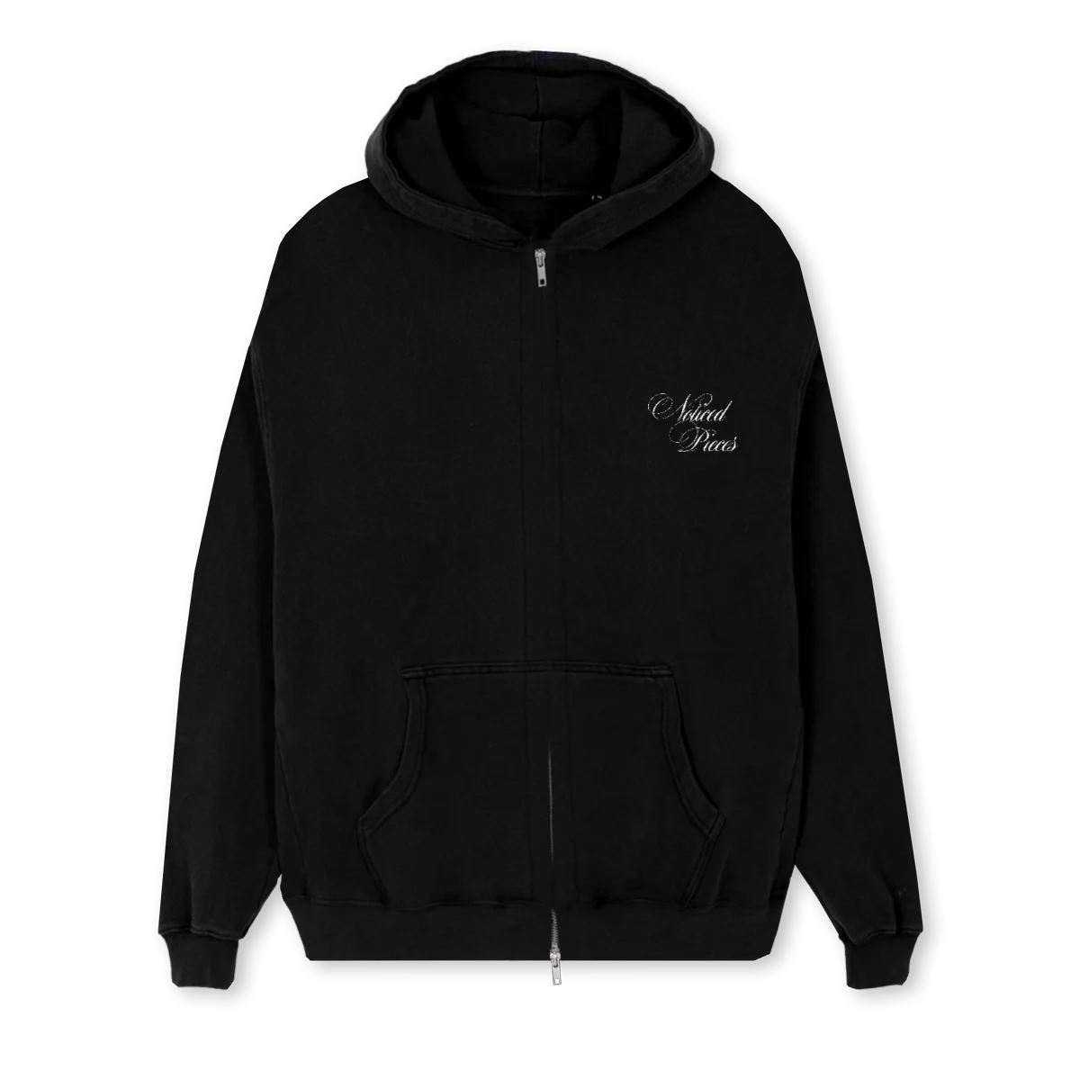 HOPLITE Black Regular Zipped Hoodie.
