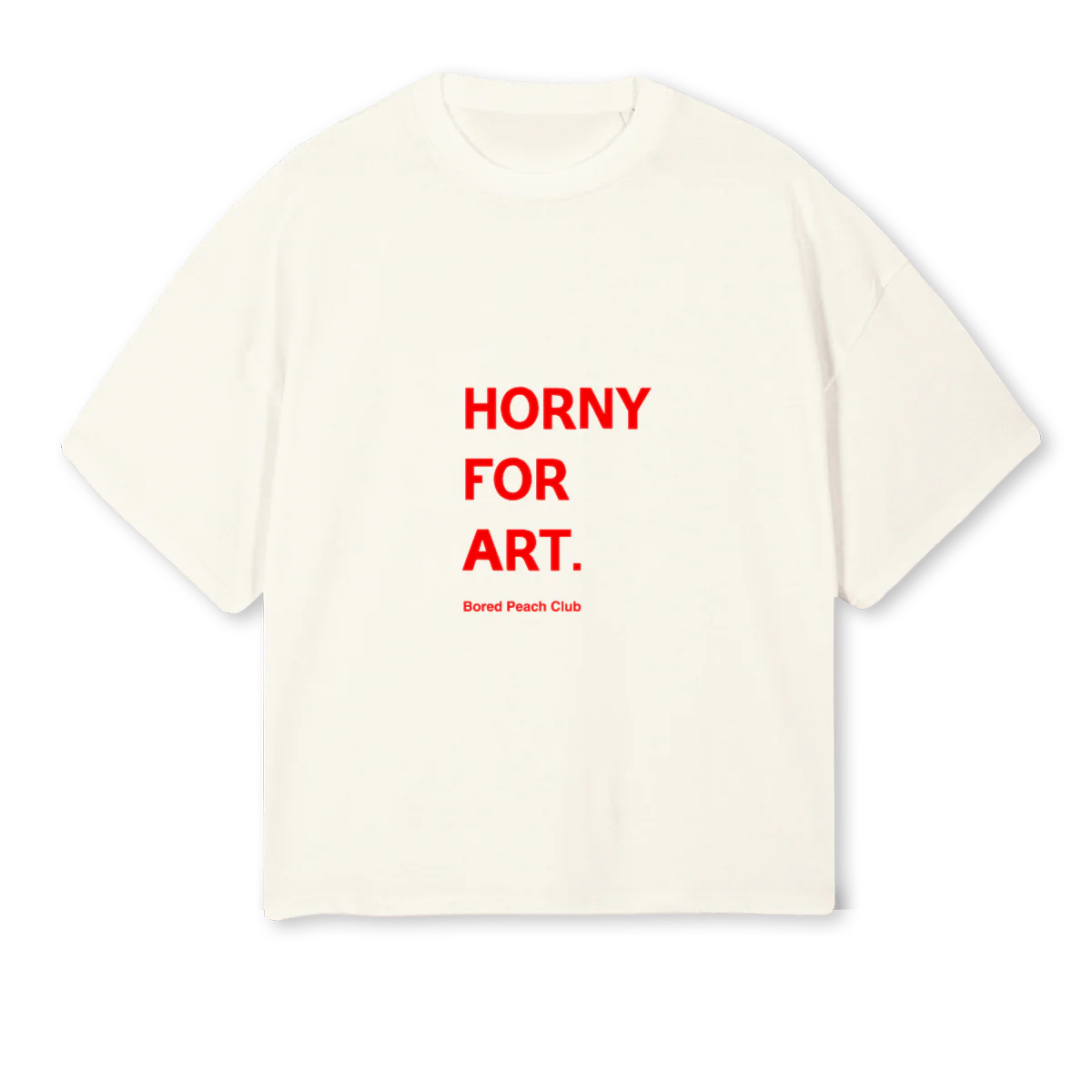 HORNYFORART Cream Oversized Boxy Tee.