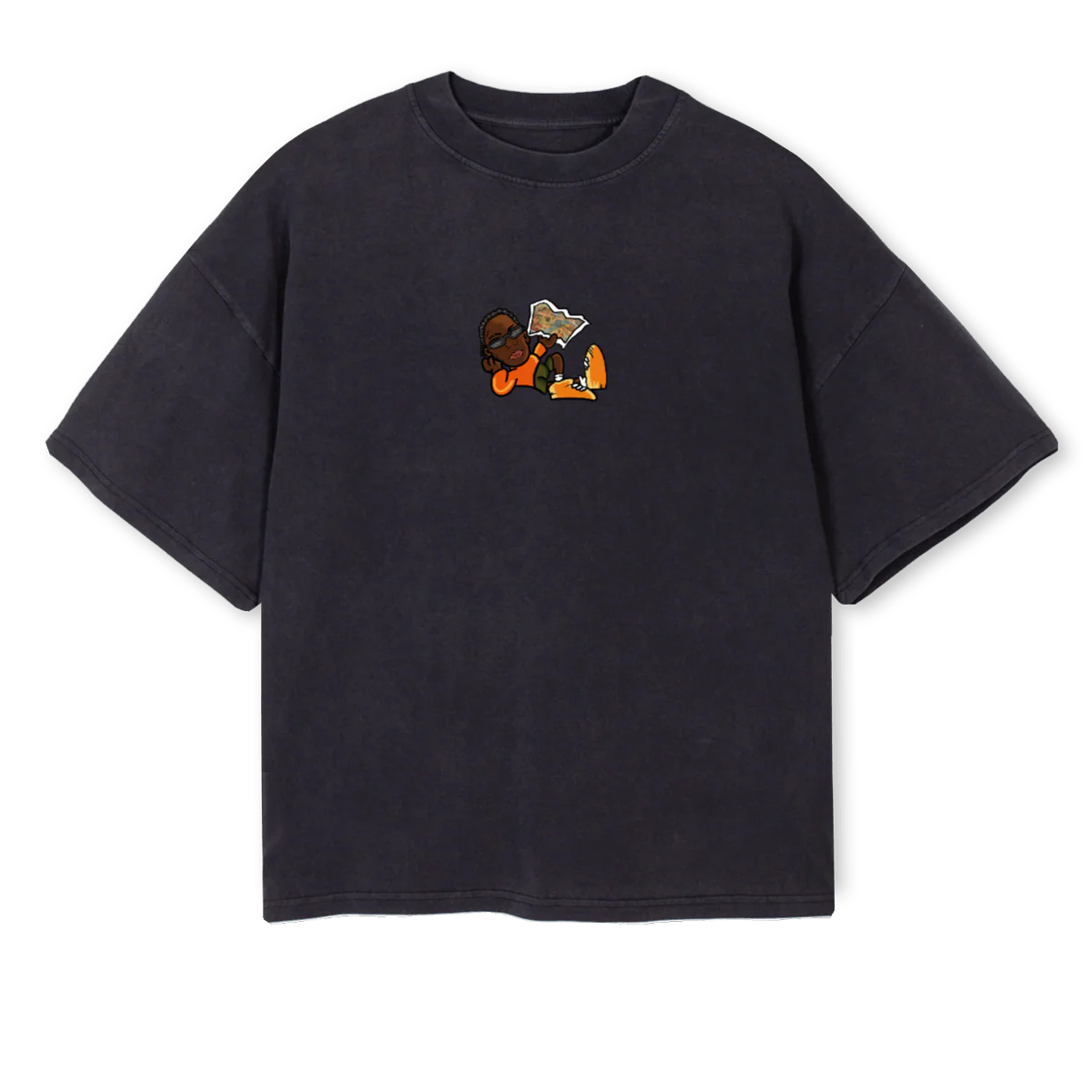 HQESSETEE Vintage Black Oversized Boxy Tee.