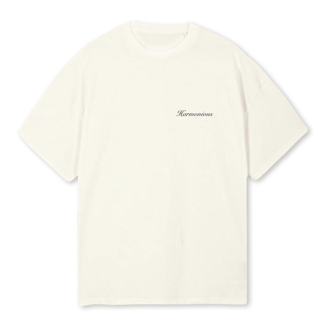 HSSCRIPTFRNTVBLACK Cream Oversized Tee.