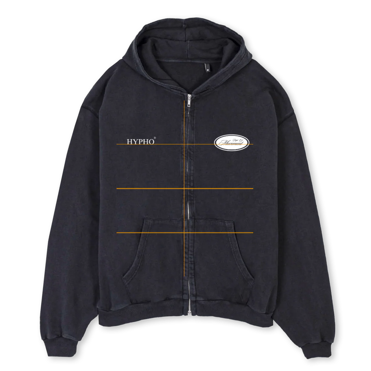 HYPHO Vintage Black Oversized Zipped Hoodie.