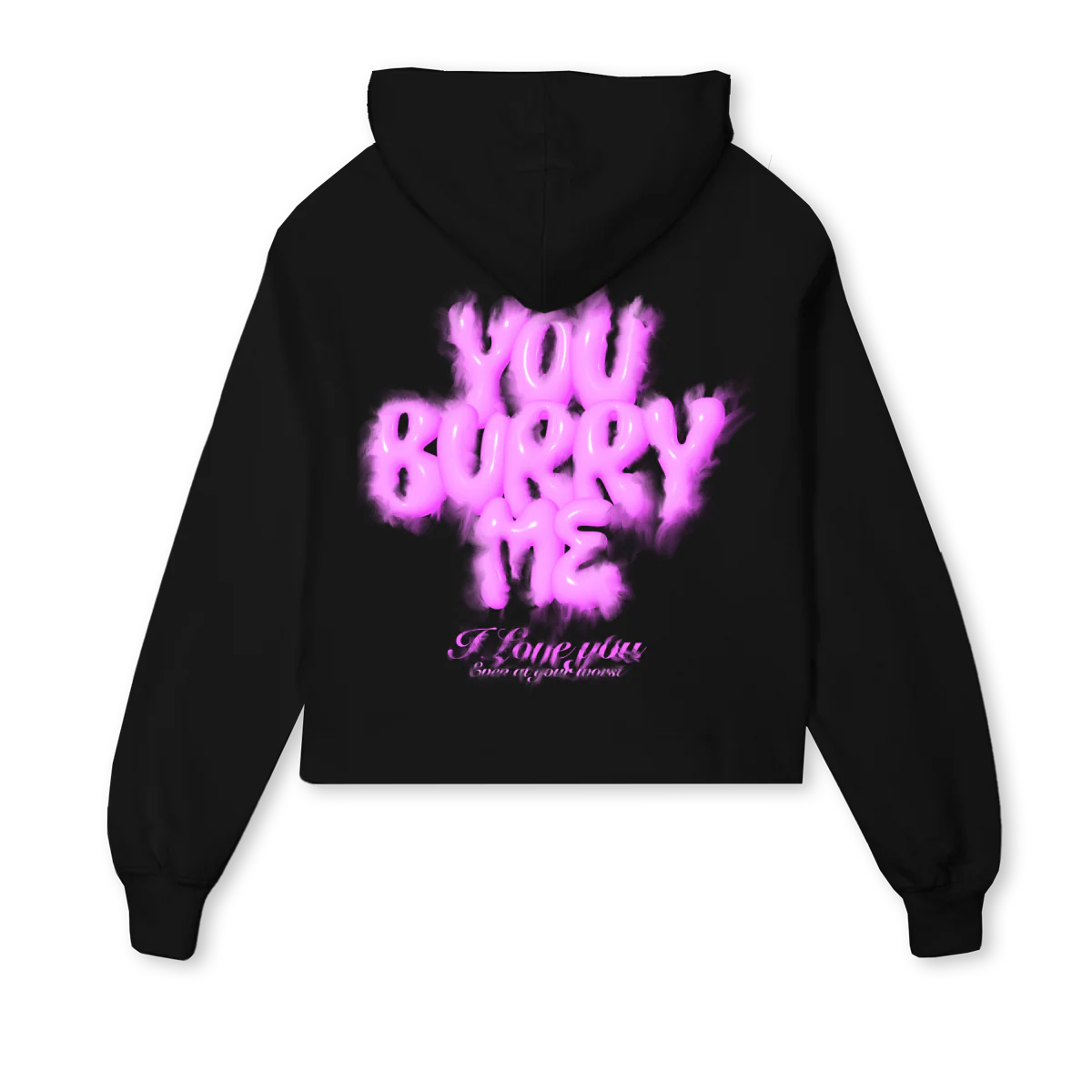 ILOVEYOU Black Cropped Hoodie. - Image 2