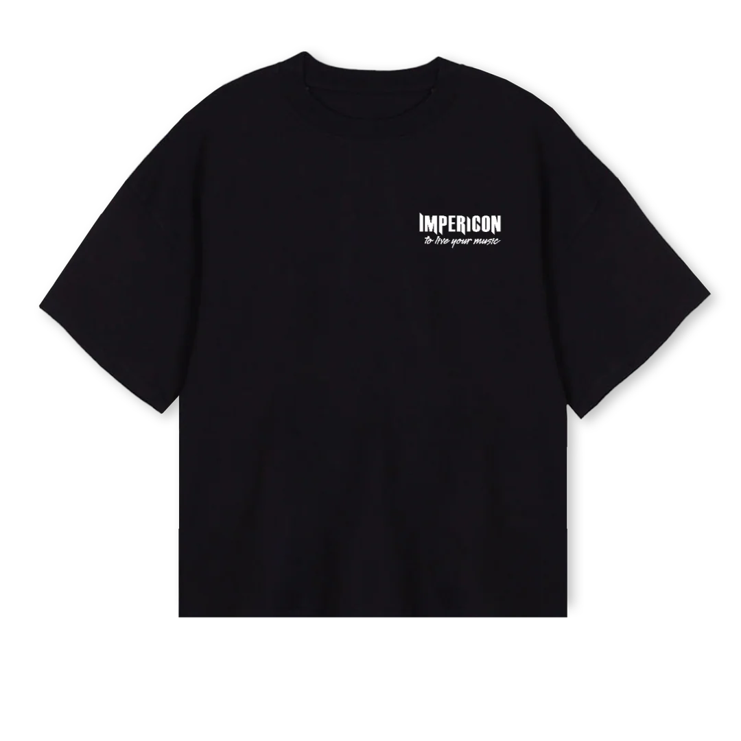 IMPERICON_B Black Oversized Boxy Tee.