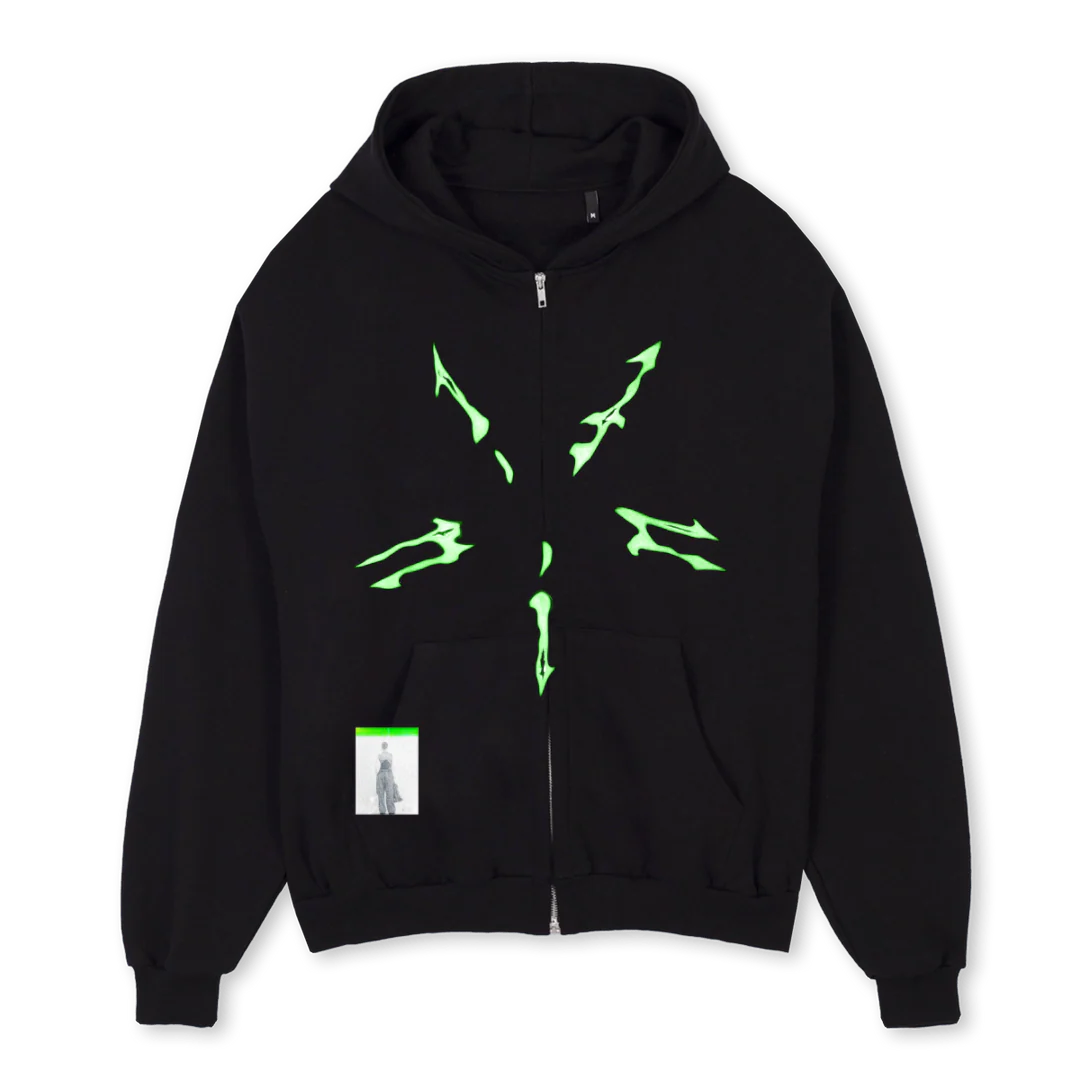 INFINIHOODIE Black Oversized Zipped Hoodie.