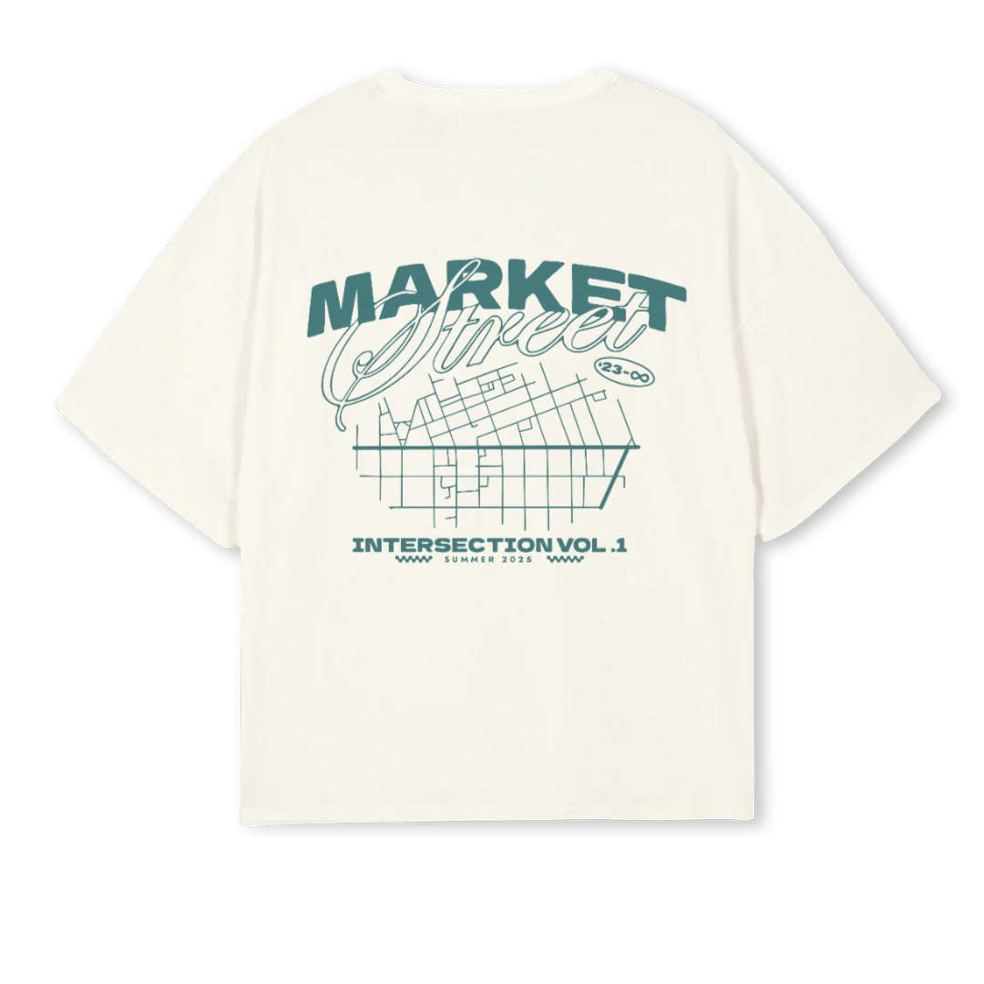 INTERSECTION COLL Cream Oversized Boxy Tee. - Image 2