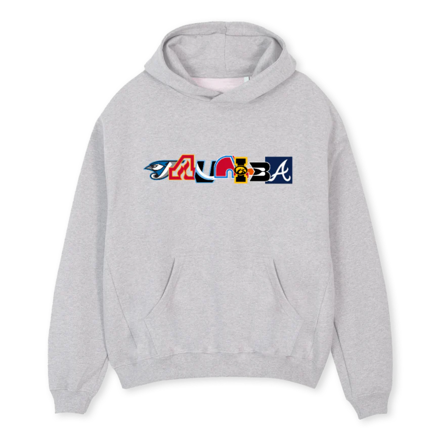 JAUNIBA USA Light Grey Marl Oversized Hoodie.