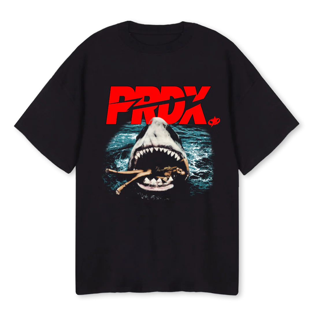 JAWSPRDX Black Oversized Tee.