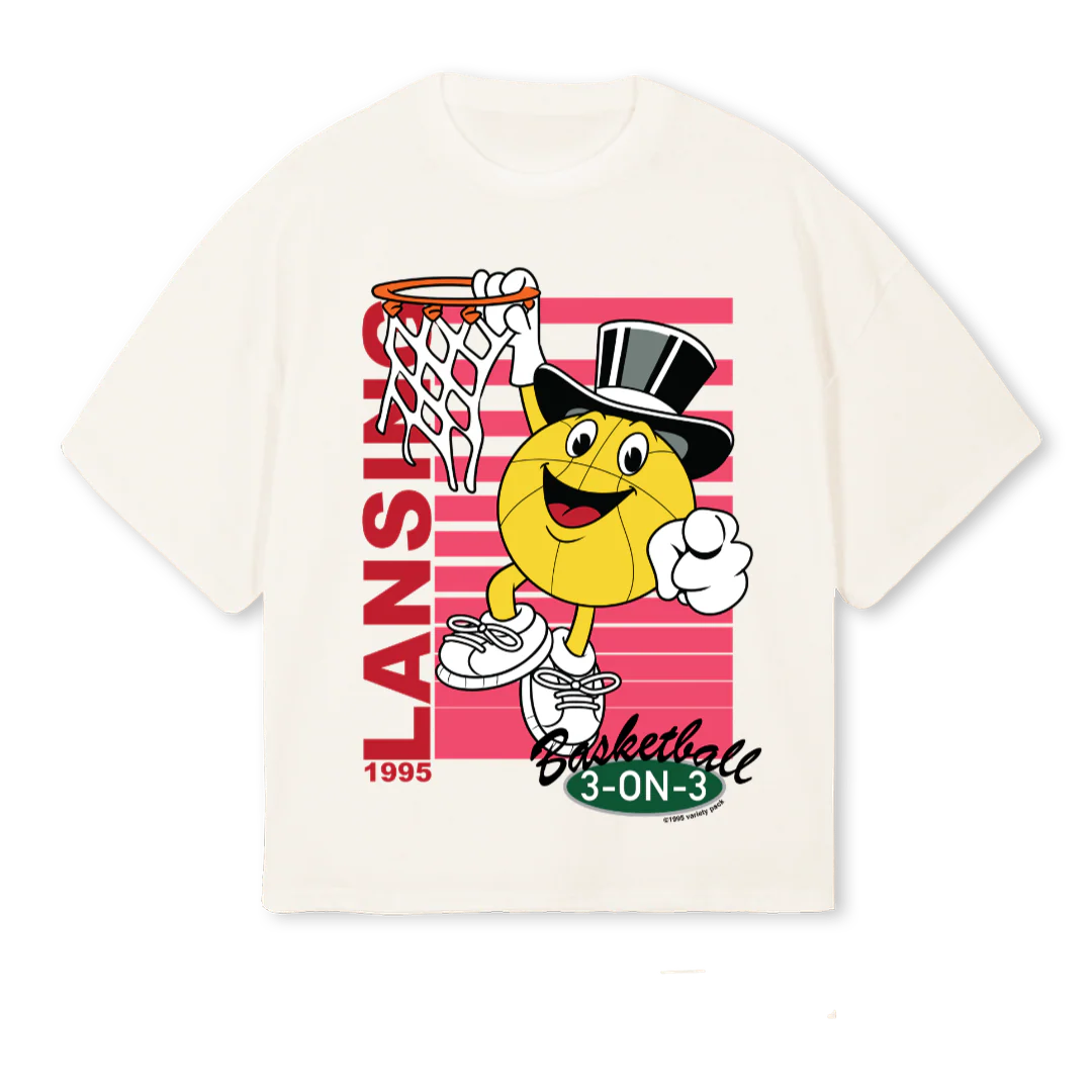 JOKAGUS Vintage White Oversized Boxy Tee.