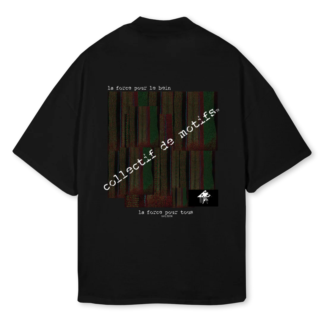 KENTE Black Oversized Mock Neck Tee. - Image 2