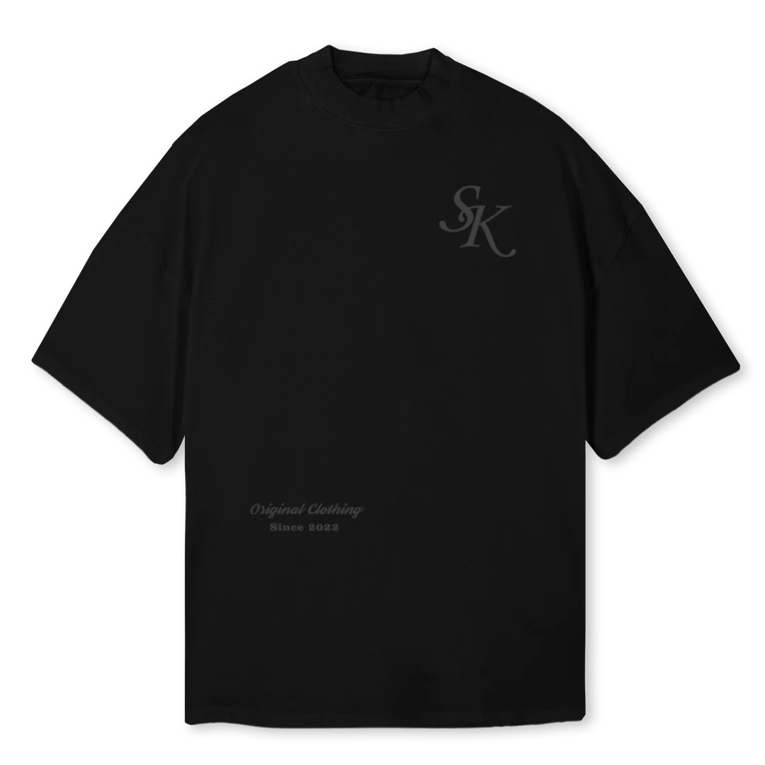KING OF KINGS TE Black Oversized Mock Neck Tee.